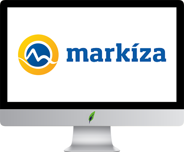 Afbeelding computerscherm met logo Markíza - Slowakije - in kleur op transparante achtergrond - 600 * 496 pixels